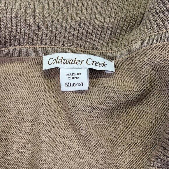 Coldwater Creek Cowl Neck Ribbed Sleeveless Silk Sweater Tunic Camel Size M - Picture 5 of 11